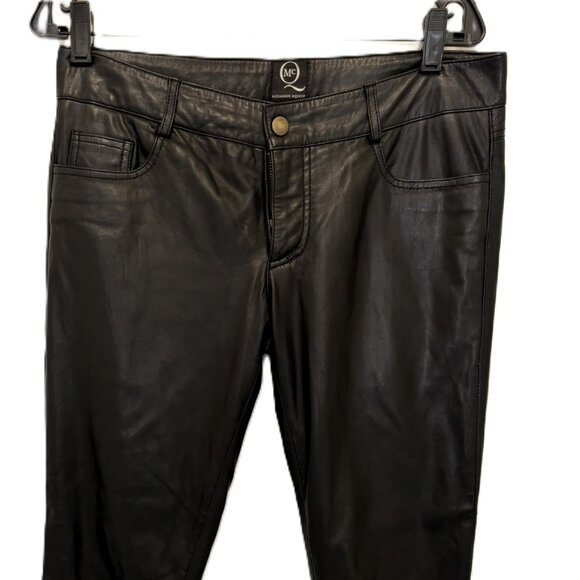 McQ by Alexander McQueen low-rise black lamb leather pants size 6 - Picture 1 of 17